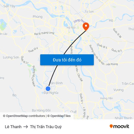 Lê Thanh to Thị Trấn Trâu Quỳ map