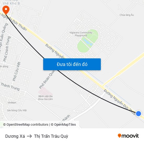 Dương Xá to Thị Trấn Trâu Quỳ map