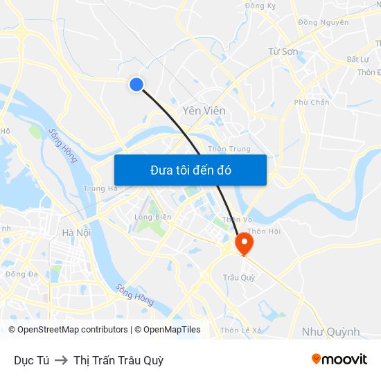 Dục Tú to Thị Trấn Trâu Quỳ map