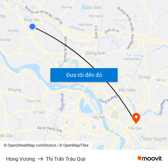 Hùng Vương to Thị Trấn Trâu Quỳ map