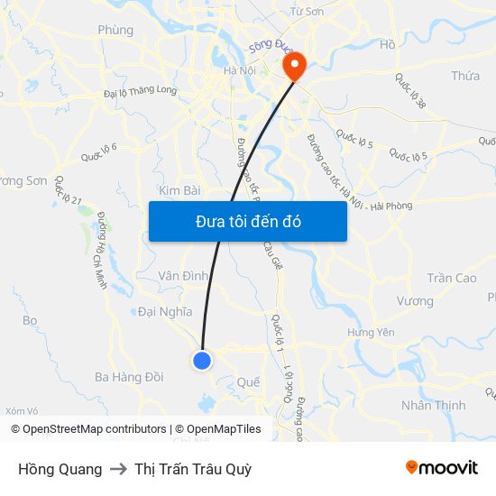 Hồng Quang to Thị Trấn Trâu Quỳ map