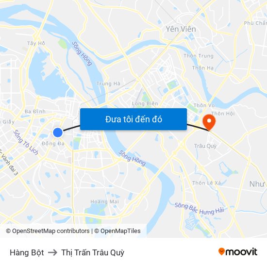 Hàng Bột to Thị Trấn Trâu Quỳ map