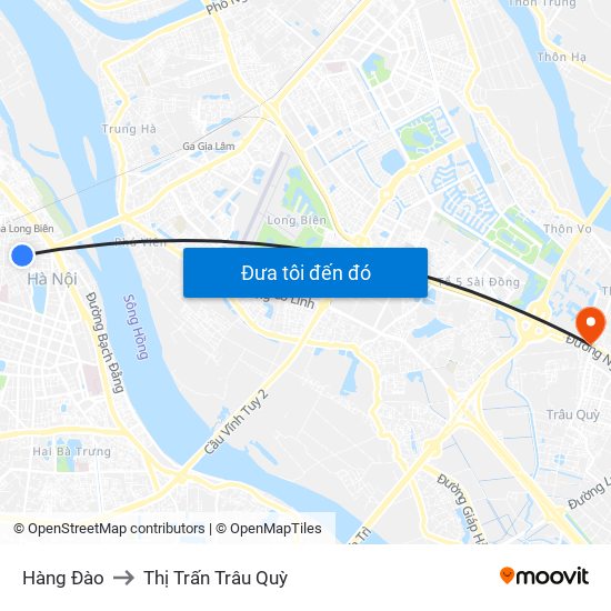 Hàng Đào to Thị Trấn Trâu Quỳ map