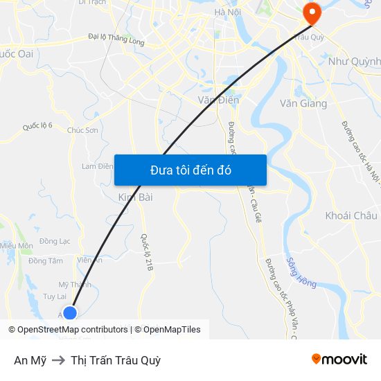 An Mỹ to Thị Trấn Trâu Quỳ map