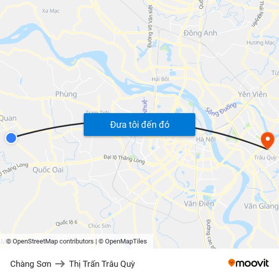 Chàng Sơn to Thị Trấn Trâu Quỳ map