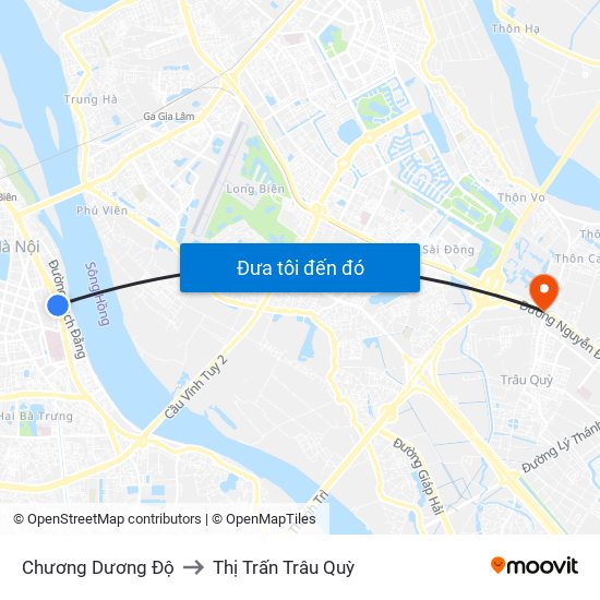 Chương Dương Độ to Thị Trấn Trâu Quỳ map