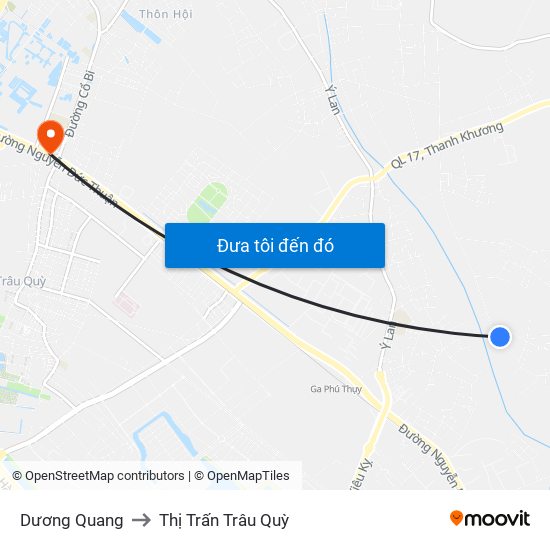 Dương Quang to Thị Trấn Trâu Quỳ map