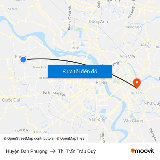 Huyện Đan Phượng to Thị Trấn Trâu Quỳ map