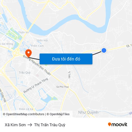 Xã Kim Sơn to Thị Trấn Trâu Quỳ map