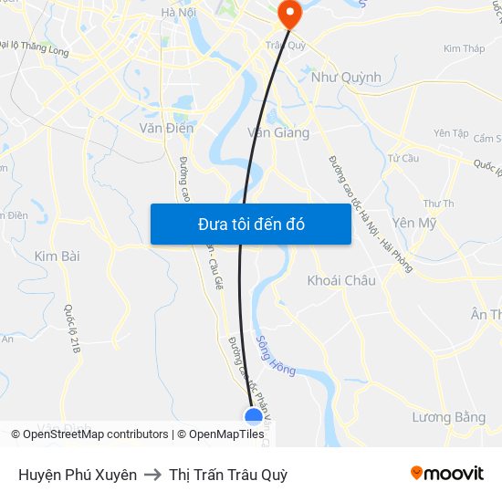 Huyện Phú Xuyên to Thị Trấn Trâu Quỳ map