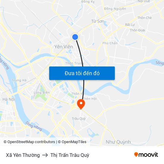 Xã Yên Thường to Thị Trấn Trâu Quỳ map