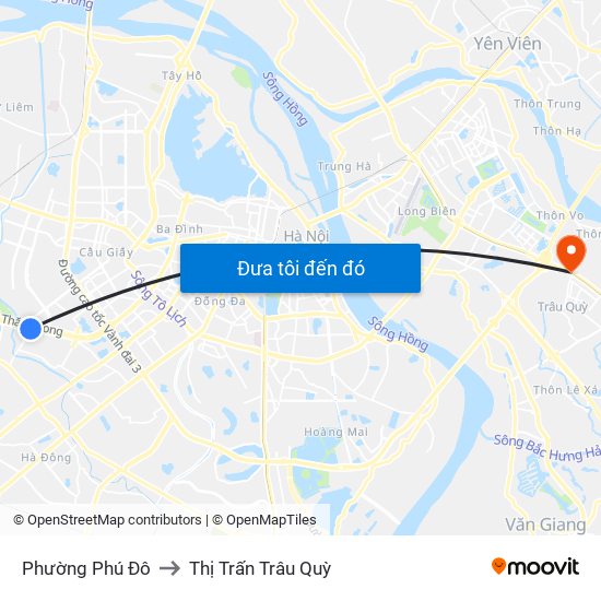 Phường Phú Đô to Thị Trấn Trâu Quỳ map