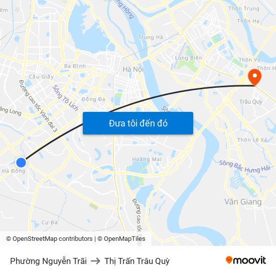 Phường Nguyễn Trãi to Thị Trấn Trâu Quỳ map