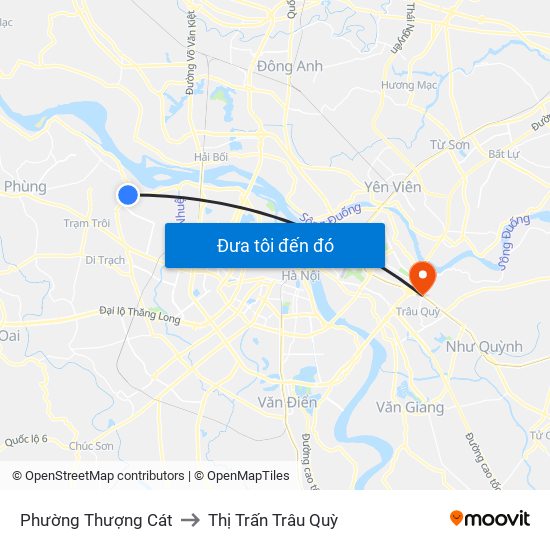 Phường Thượng Cát to Thị Trấn Trâu Quỳ map