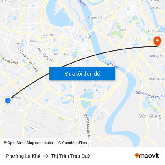 Phường La Khê to Thị Trấn Trâu Quỳ map