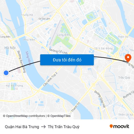 Quận Hai Bà Trưng to Thị Trấn Trâu Quỳ map