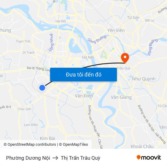 Phường Dương Nội to Thị Trấn Trâu Quỳ map