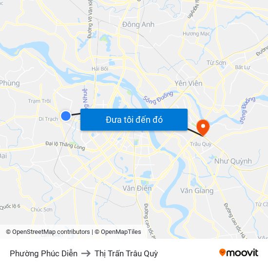 Phường Phúc Diễn to Thị Trấn Trâu Quỳ map