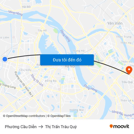 Phường Cầu Diễn to Thị Trấn Trâu Quỳ map