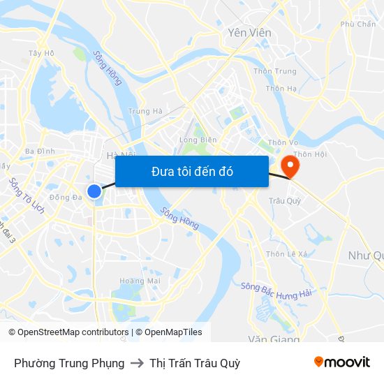 Phường Trung Phụng to Thị Trấn Trâu Quỳ map