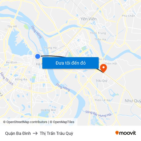 Quận Ba Đình to Thị Trấn Trâu Quỳ map