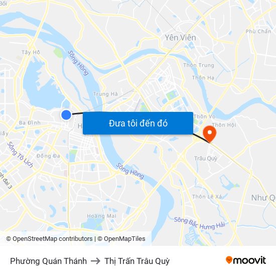 Phường Quán Thánh to Thị Trấn Trâu Quỳ map