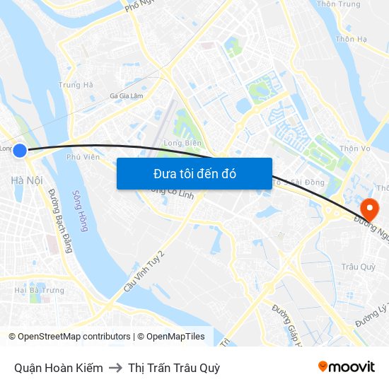 Quận Hoàn Kiếm to Thị Trấn Trâu Quỳ map