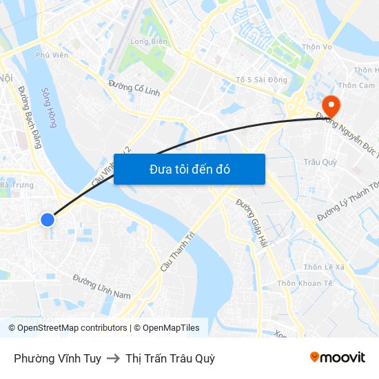 Phường Vĩnh Tuy to Thị Trấn Trâu Quỳ map