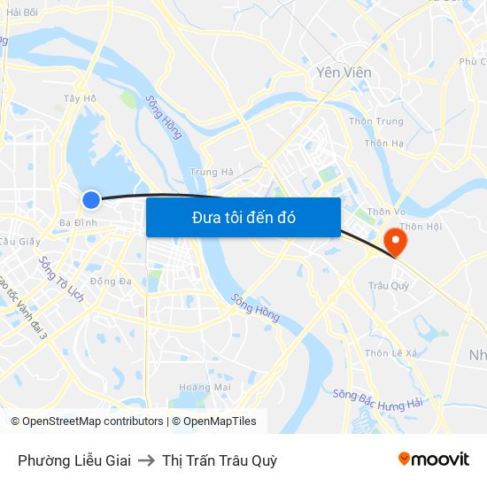 Phường Liễu Giai to Thị Trấn Trâu Quỳ map