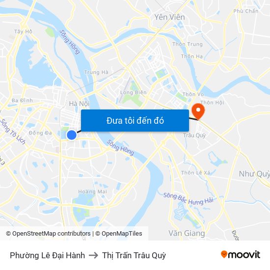 Phường Lê Đại Hành to Thị Trấn Trâu Quỳ map