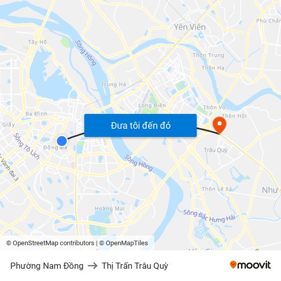 Phường Nam Đồng to Thị Trấn Trâu Quỳ map