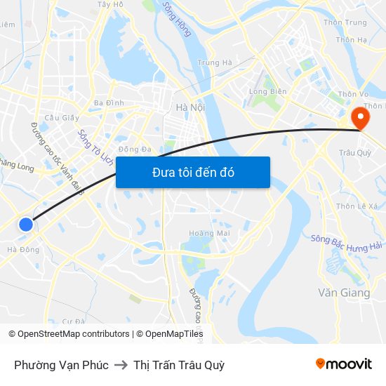 Phường Vạn Phúc to Thị Trấn Trâu Quỳ map