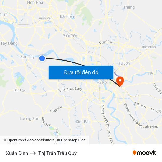 Xuân Đình to Thị Trấn Trâu Quỳ map