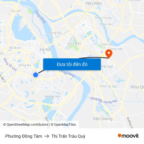Phường Đồng Tâm to Thị Trấn Trâu Quỳ map