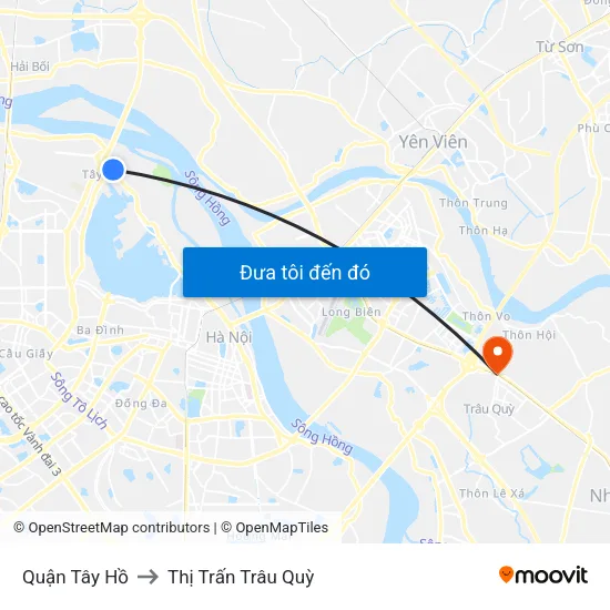 Quận Tây Hồ to Thị Trấn Trâu Quỳ map