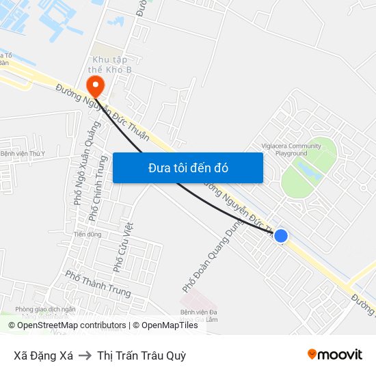 Xã Đặng Xá to Thị Trấn Trâu Quỳ map