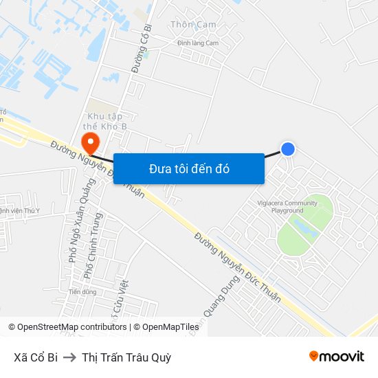 Xã Cổ Bi to Thị Trấn Trâu Quỳ map