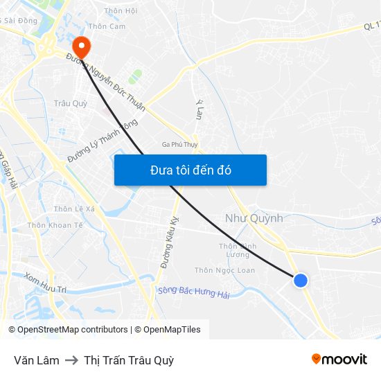 Văn Lâm to Thị Trấn Trâu Quỳ map