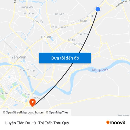 Huyện Tiên Du to Thị Trấn Trâu Quỳ map