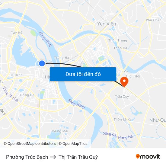 Phường Trúc Bạch to Thị Trấn Trâu Quỳ map