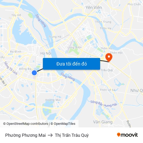 Phường Phương Mai to Thị Trấn Trâu Quỳ map