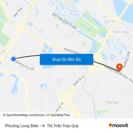 Phường Long Biên to Thị Trấn Trâu Quỳ map