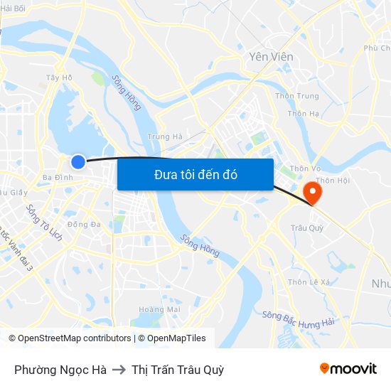 Phường Ngọc Hà to Thị Trấn Trâu Quỳ map