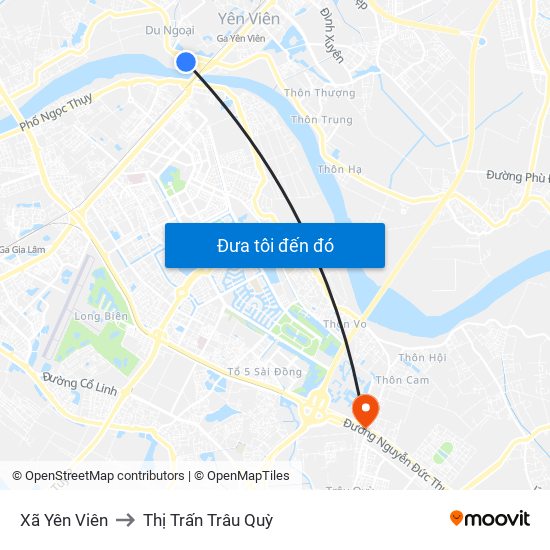 Xã Yên Viên to Thị Trấn Trâu Quỳ map