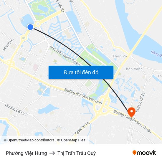 Phường Việt Hưng to Thị Trấn Trâu Quỳ map
