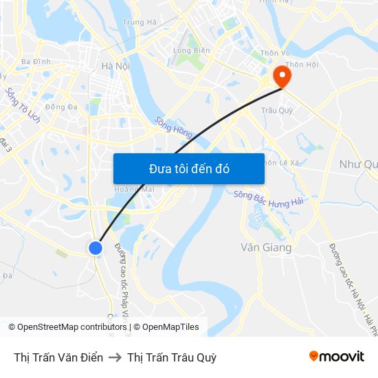 Thị Trấn Văn Điển to Thị Trấn Trâu Quỳ map