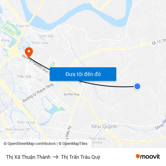 Thị Xã Thuận Thành to Thị Trấn Trâu Quỳ map