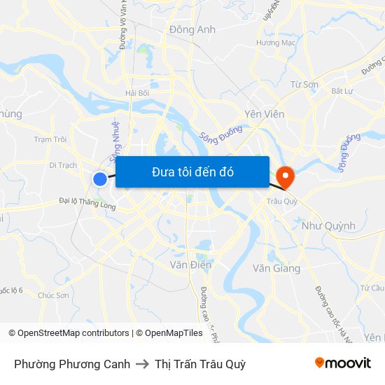 Phường Phương Canh to Thị Trấn Trâu Quỳ map