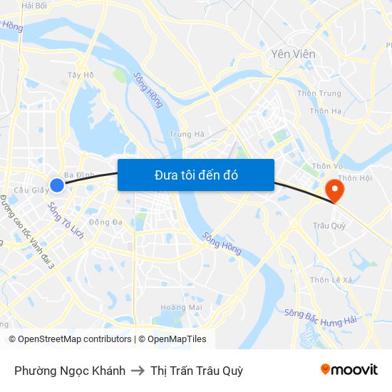 Phường Ngọc Khánh to Thị Trấn Trâu Quỳ map