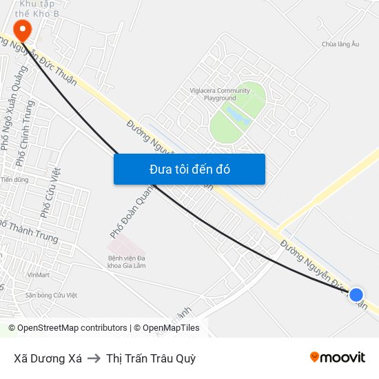 Xã Dương Xá to Thị Trấn Trâu Quỳ map